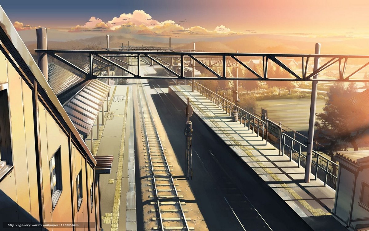 Sunset at a quiet train station