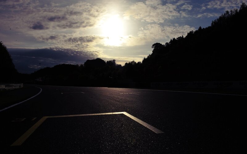 Sunset at a racetrack