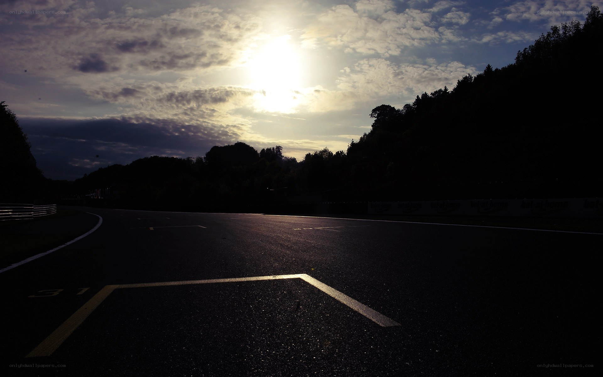 Sunset at a racetrack