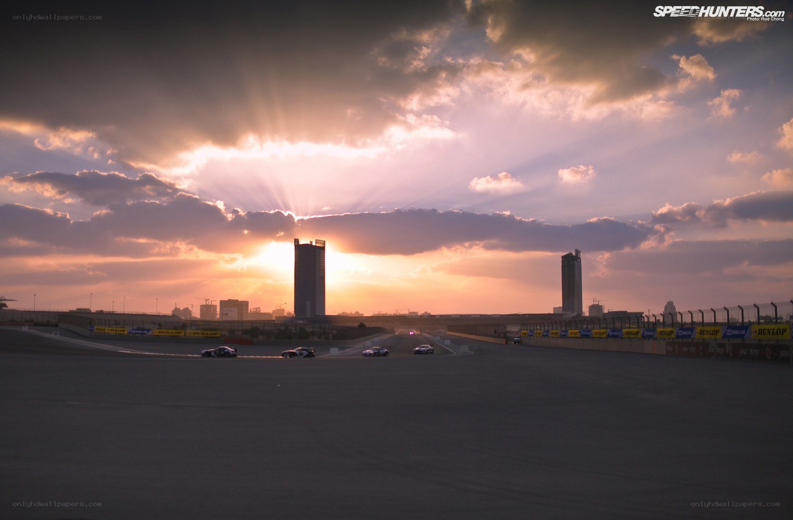 Sunset at a racetrack