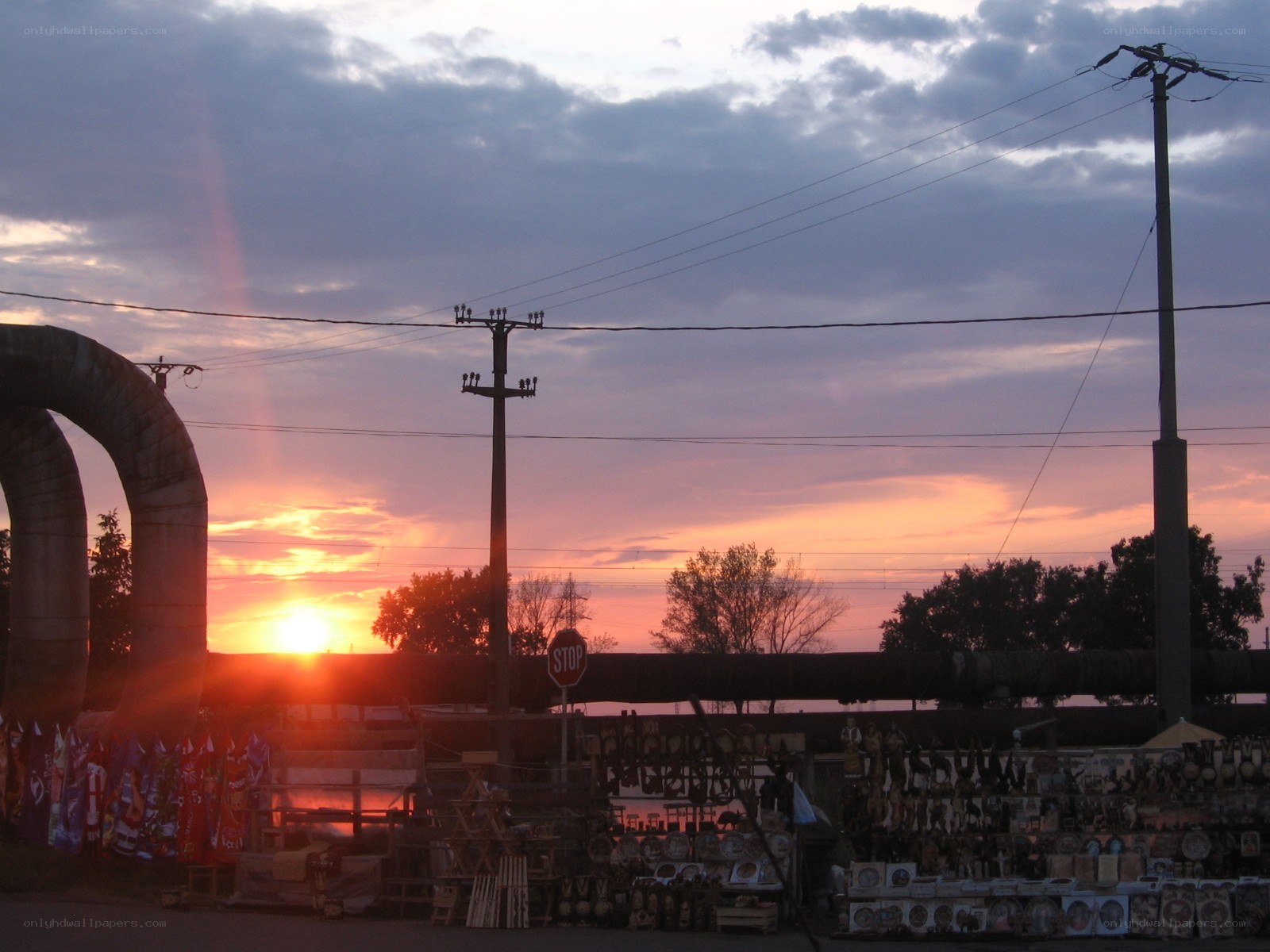 Sunset at a roadside market