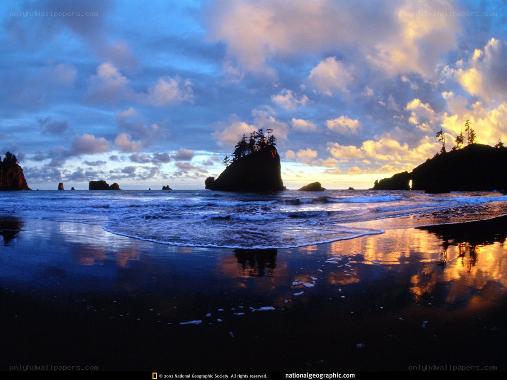 Sunset at a rocky beach