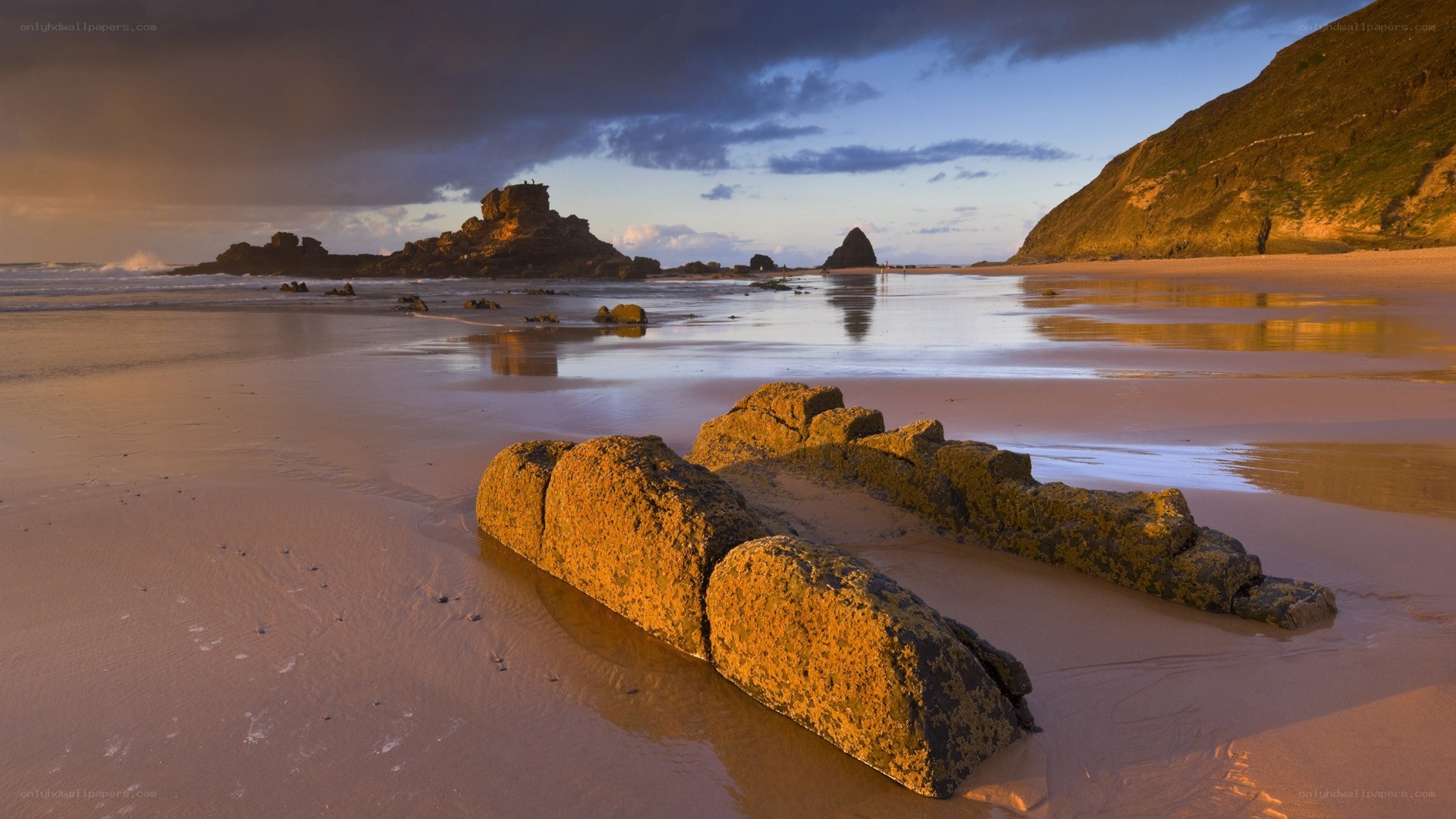 Sunset at a rocky beach