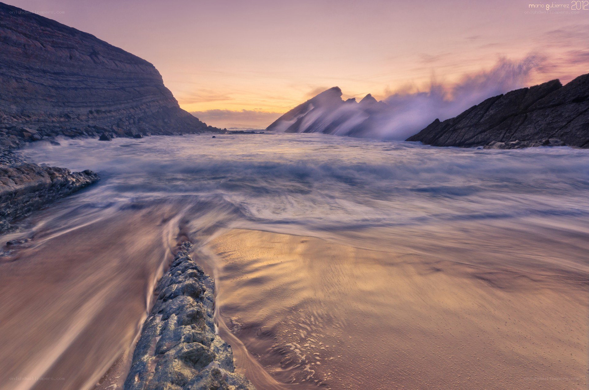 Sunset at a rocky beach