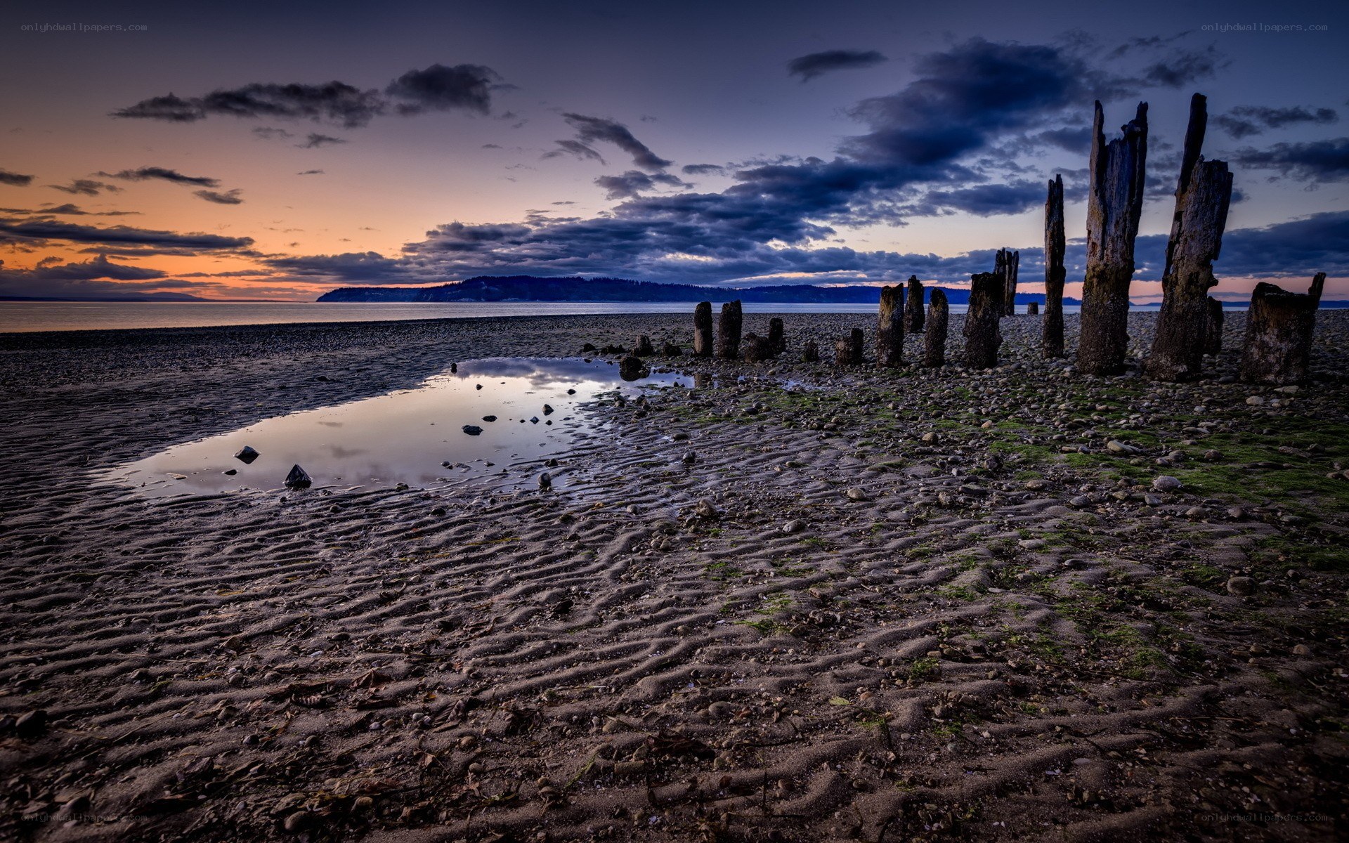 Sunset at a rocky beach