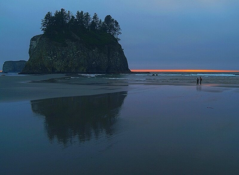 Sunset at a rocky beach