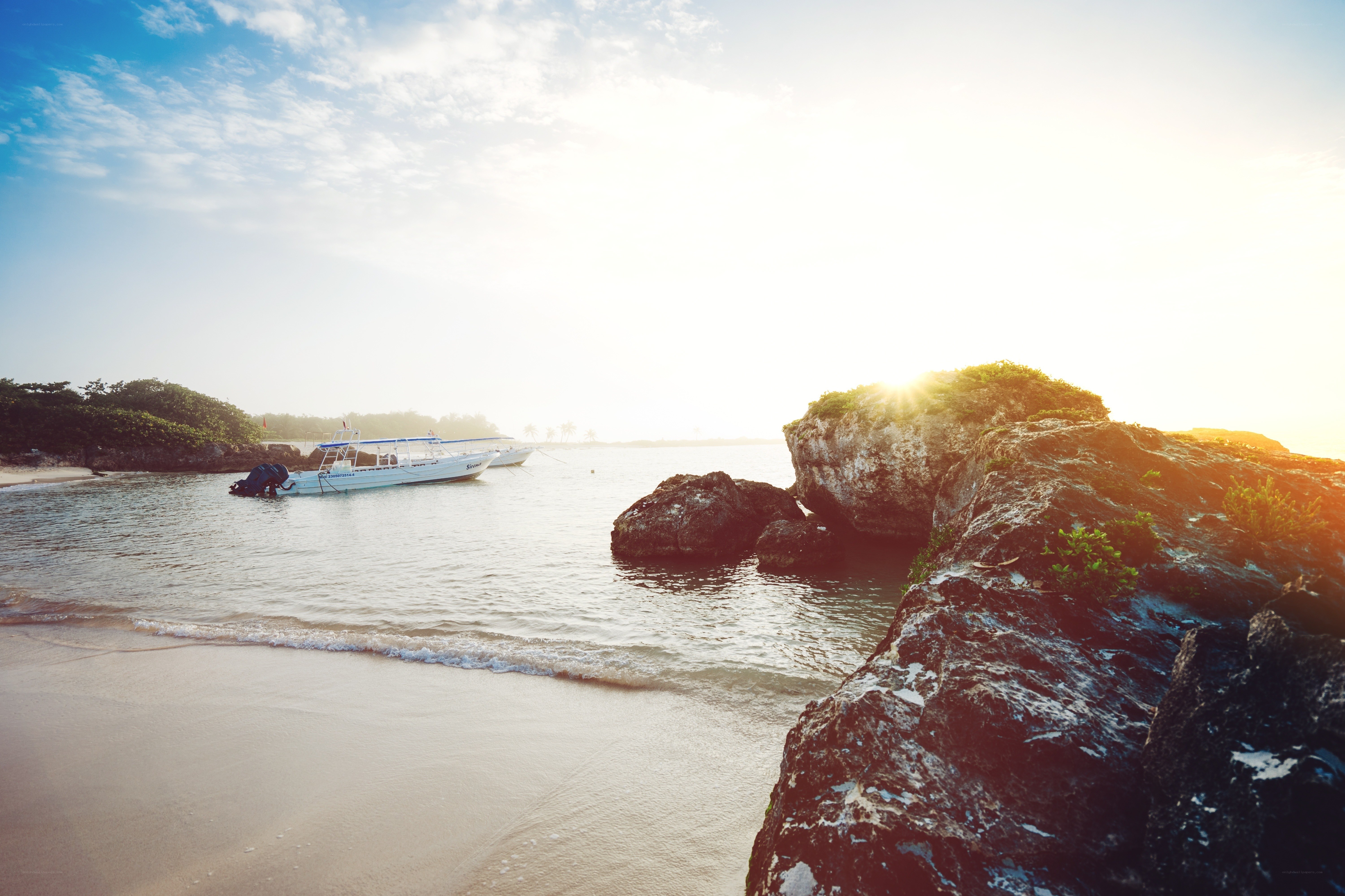 Sunset at a rocky beach