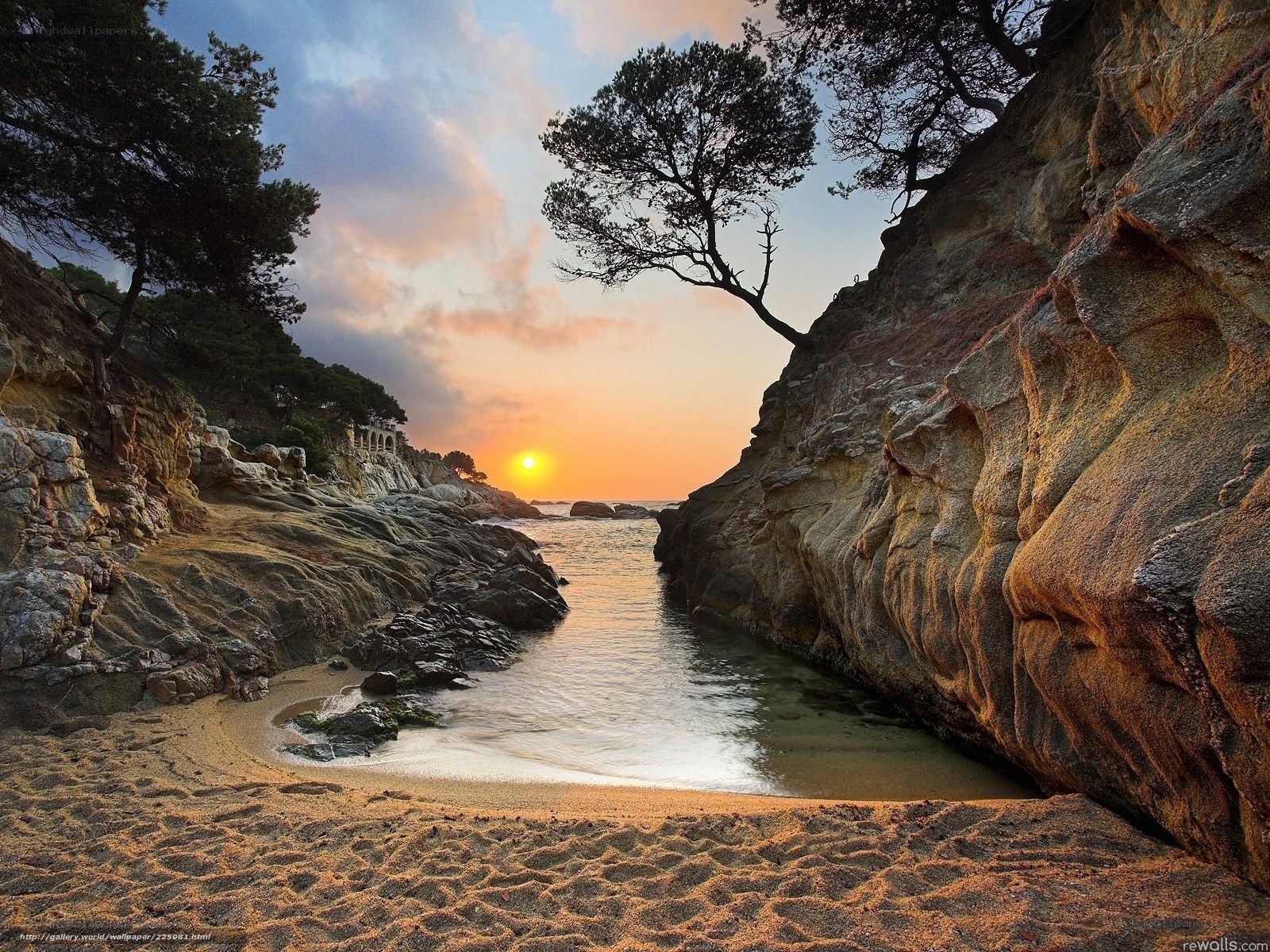 Sunset at a rocky cove