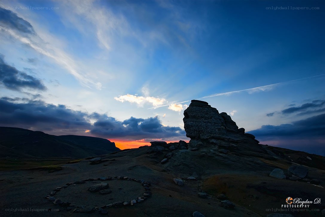 Sunset at a rocky outcrop