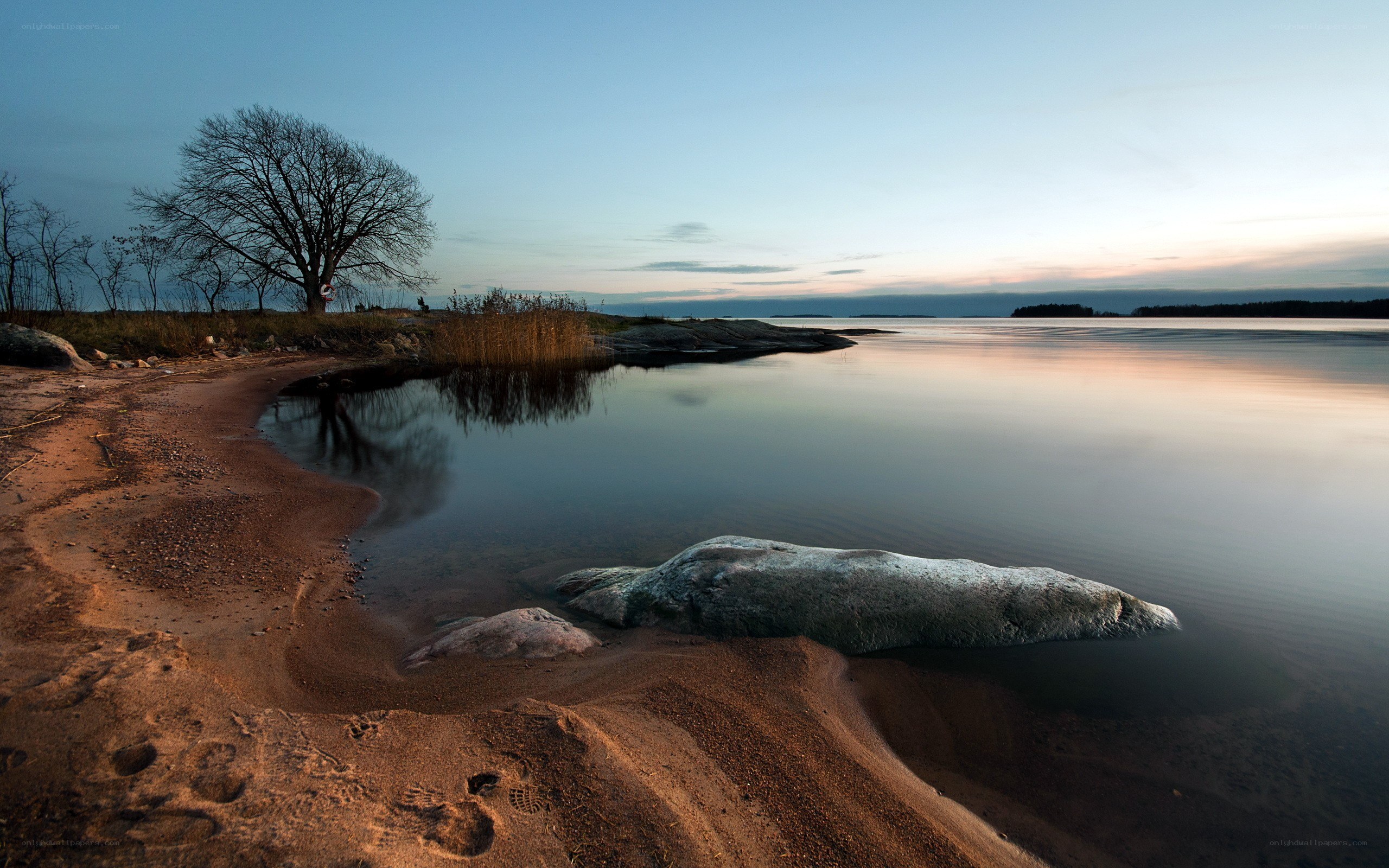 sunset at a rocky shoreline