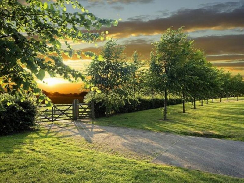 Sunset at a rural gate