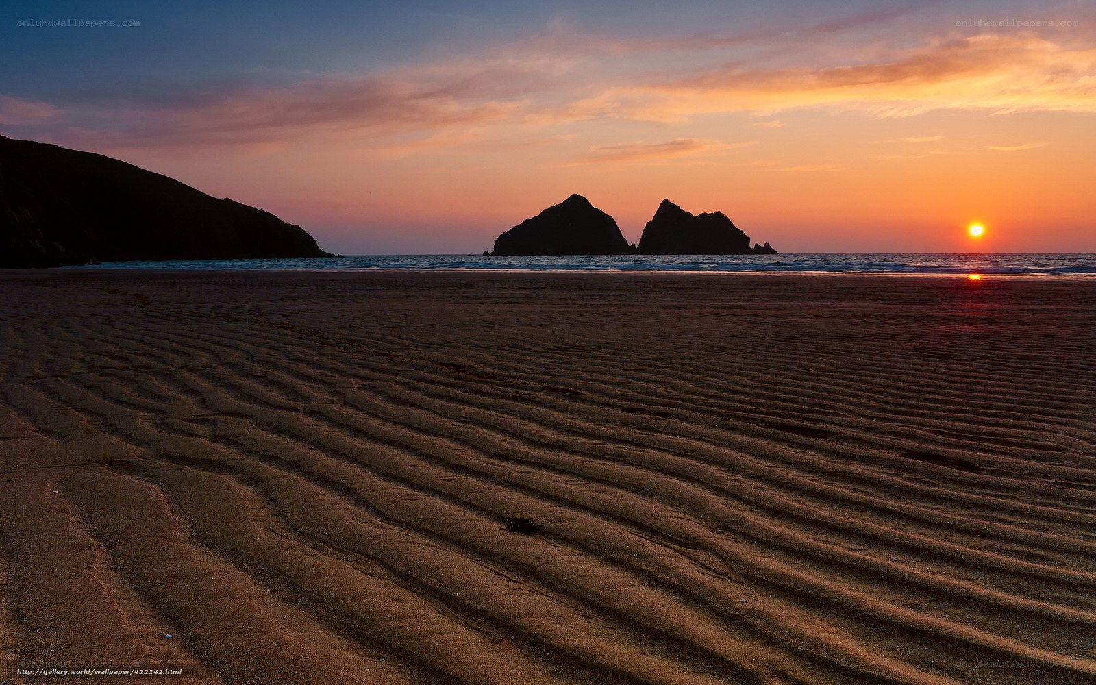 sunset at a sandy beach