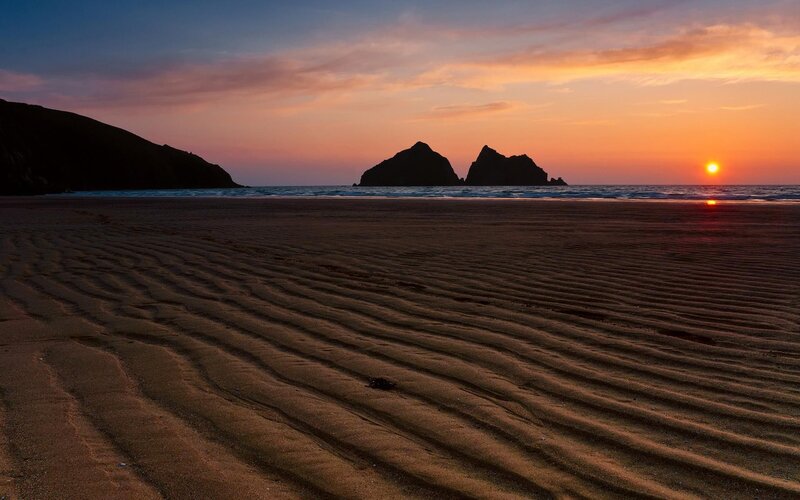 Sunset at a sandy beach