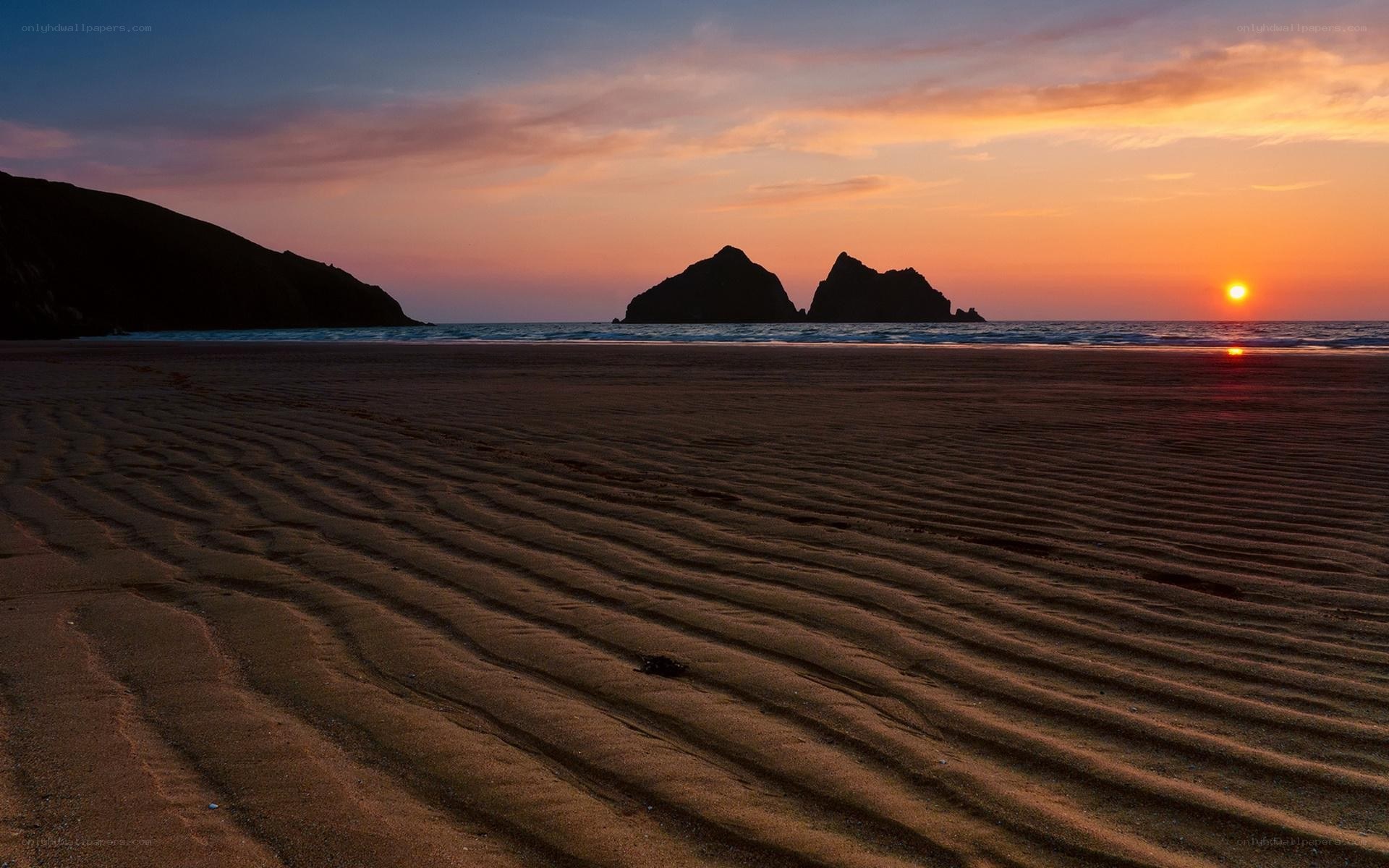 Sunset at a sandy beach