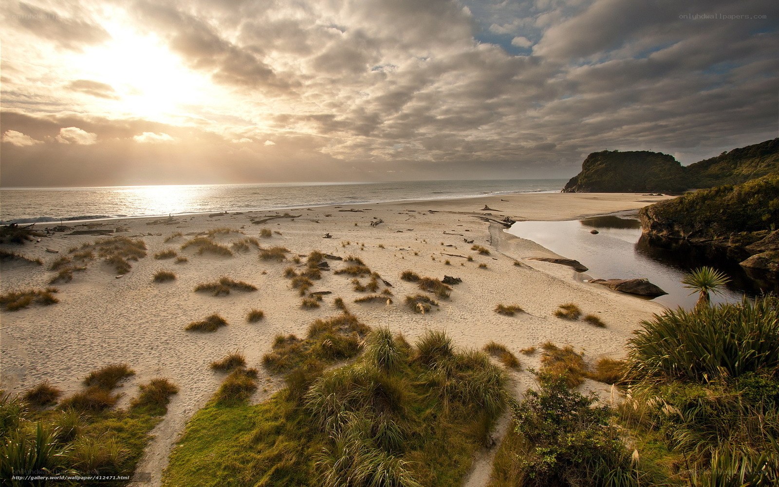 sunset at a sandy beach