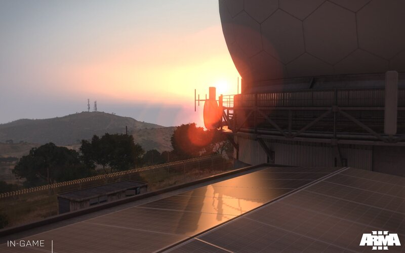 sunset at a satellite facility