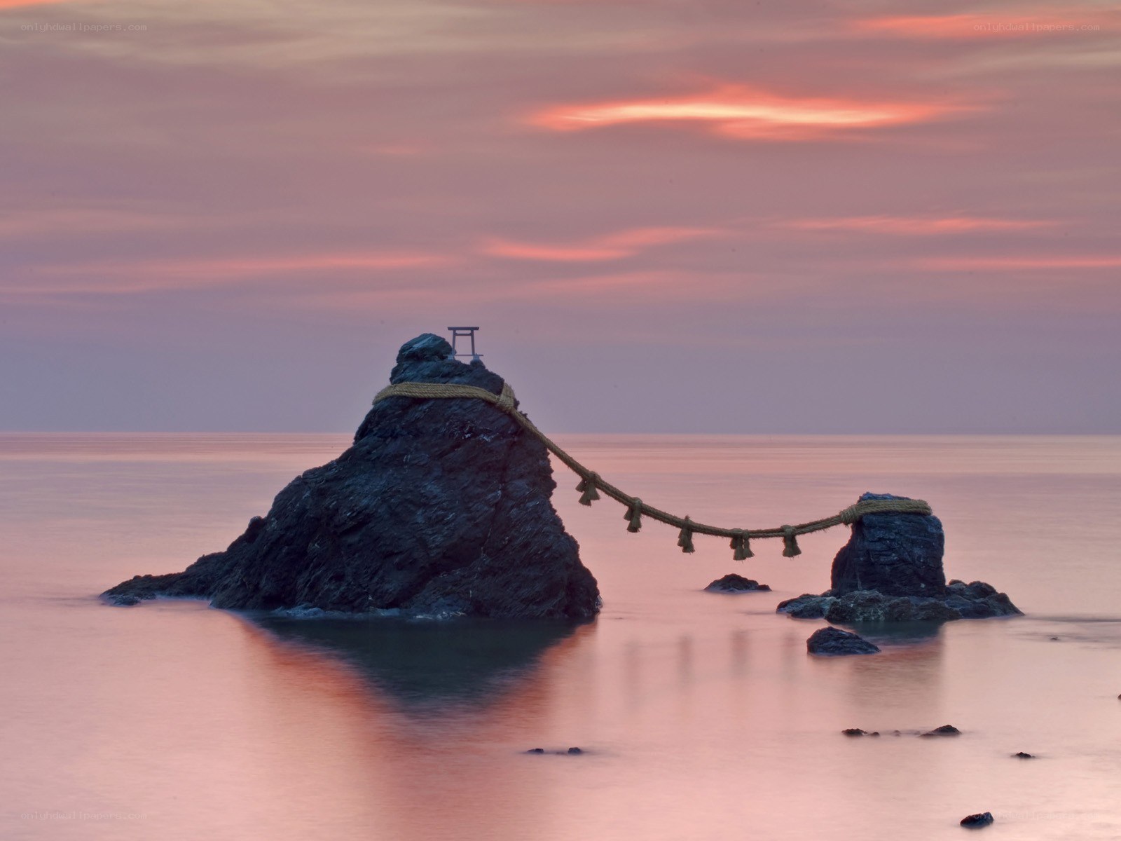 Sunset at a sea shrine