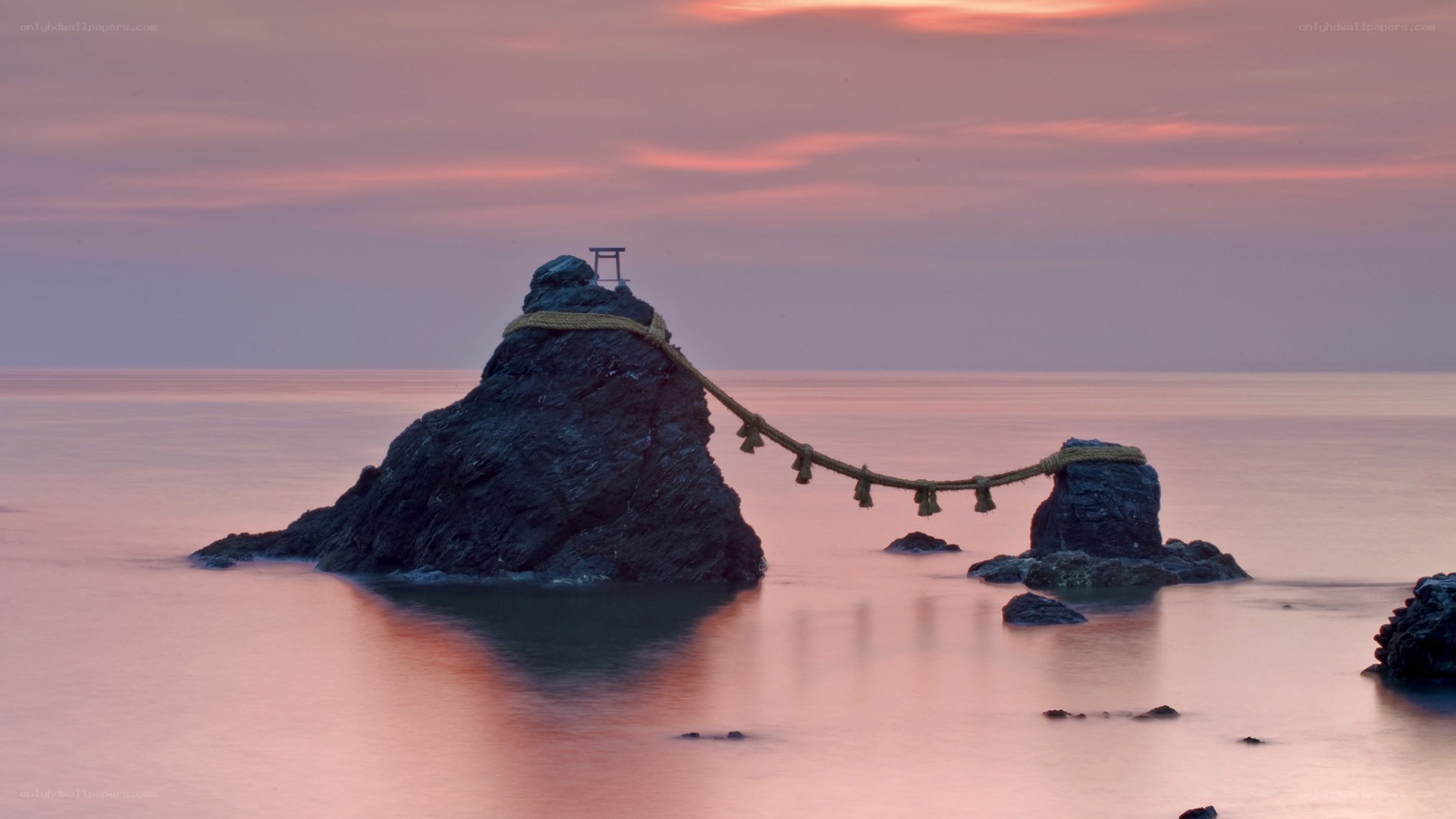 Sunset at a sea shrine