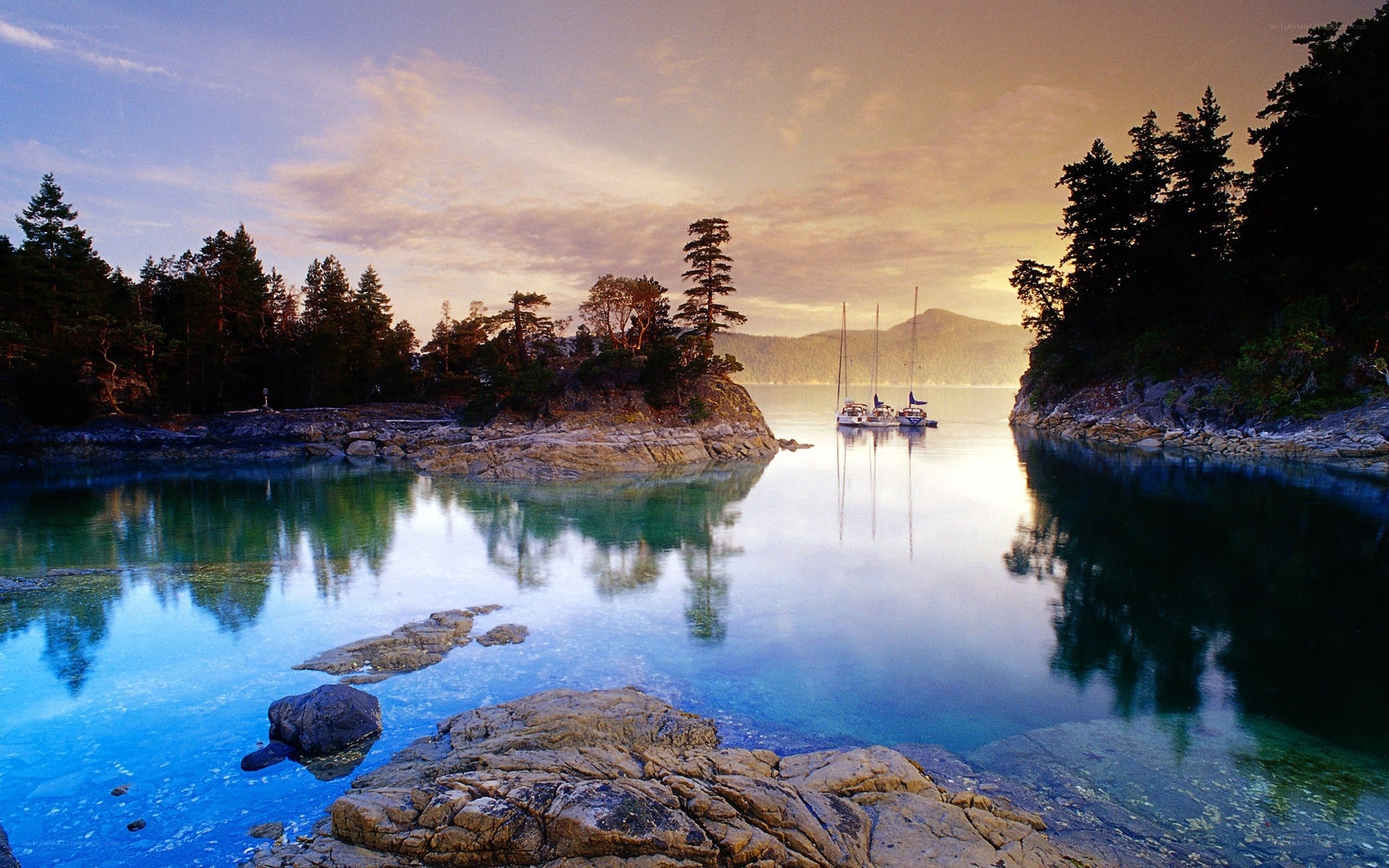 Sunset at a serene coastal inlet