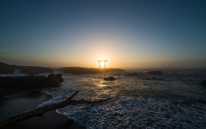 Sunset at a torii gate