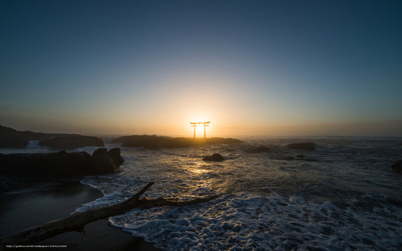Sunset at a torii gate