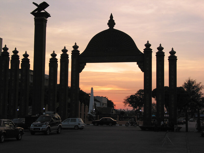 Sunset at a traditional gateway