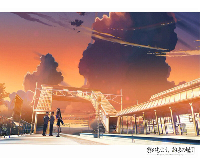 Sunset at a train station