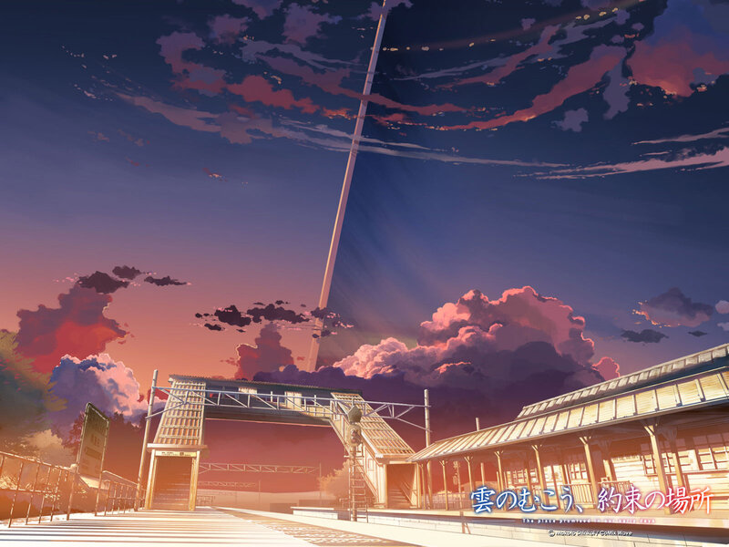 Sunset at a train station