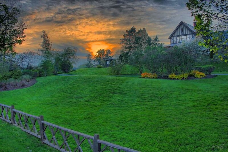 Sunset at a tranquil estate