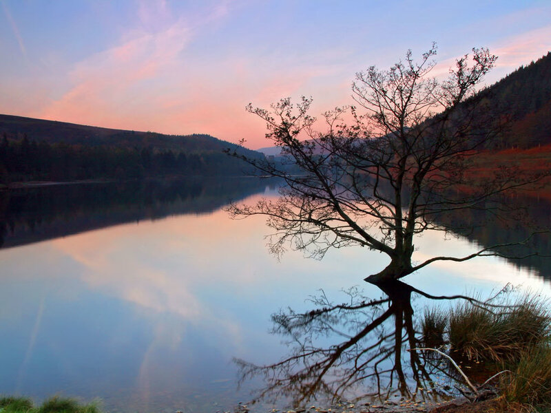 sunset at a tranquil lake