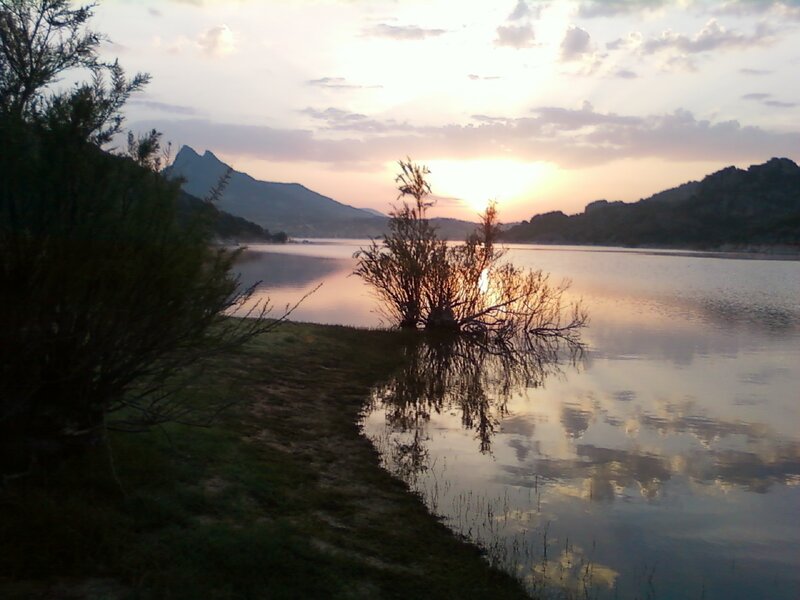 Sunset at a tranquil lake