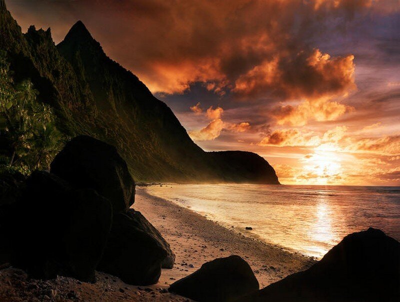 Sunset at a tropical beach