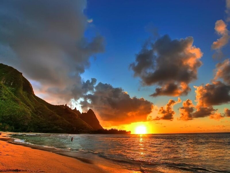 Sunset at a tropical beach