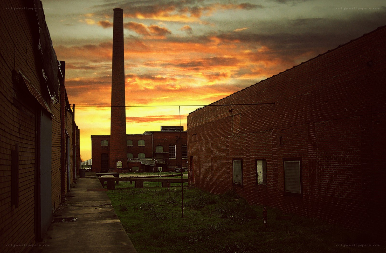 Sunset at an old factory
