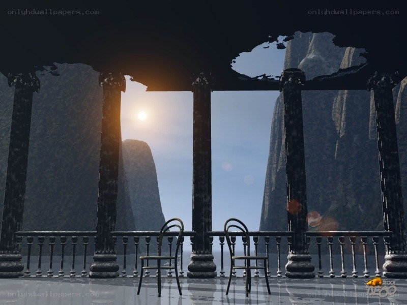 Sunset at ancient ruins