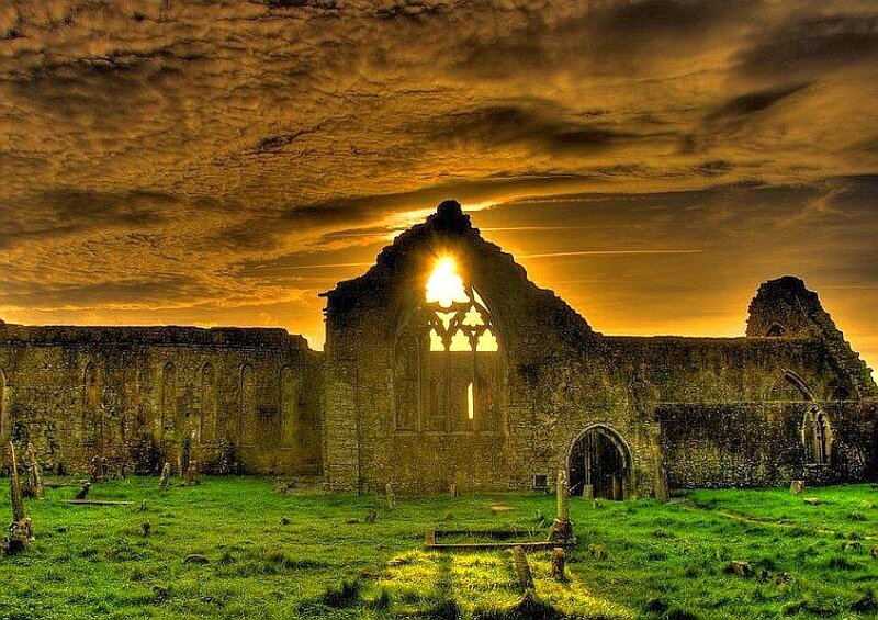 Sunset at ancient ruins