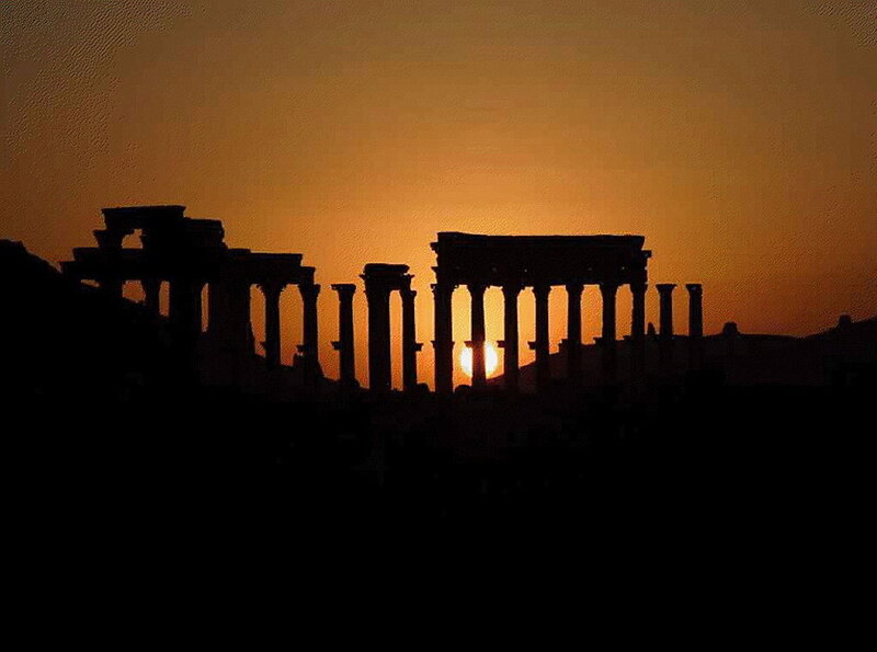 Sunset at ancient ruins