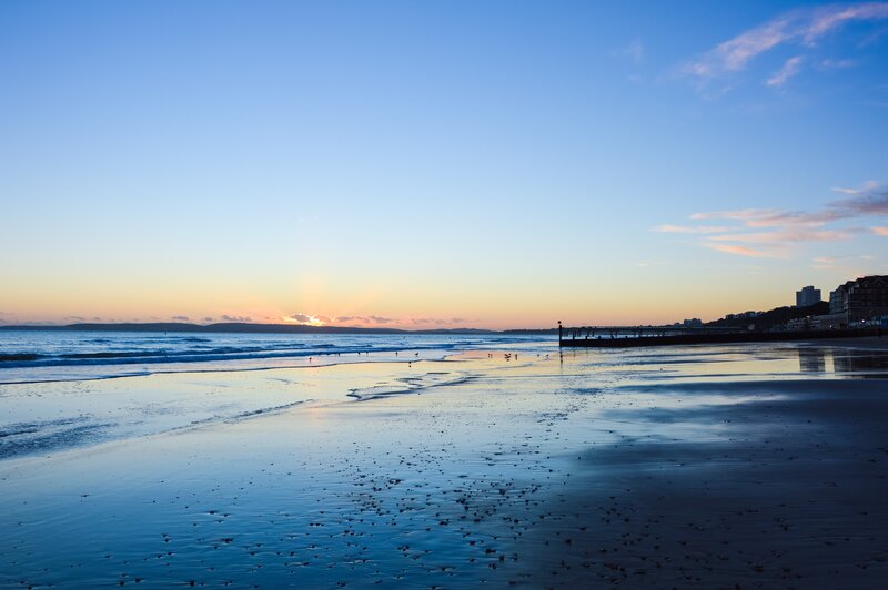 Sunset at Beach — Blue, Serene, Photograph