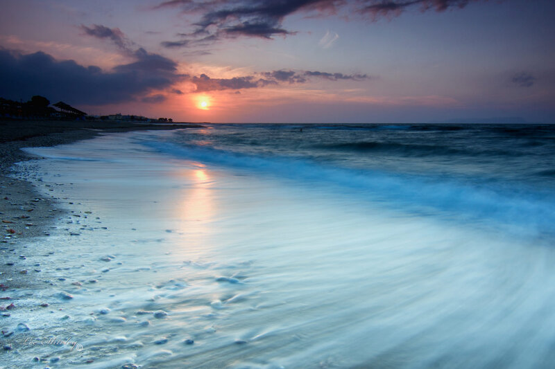 Sunset at Beach — Blue
