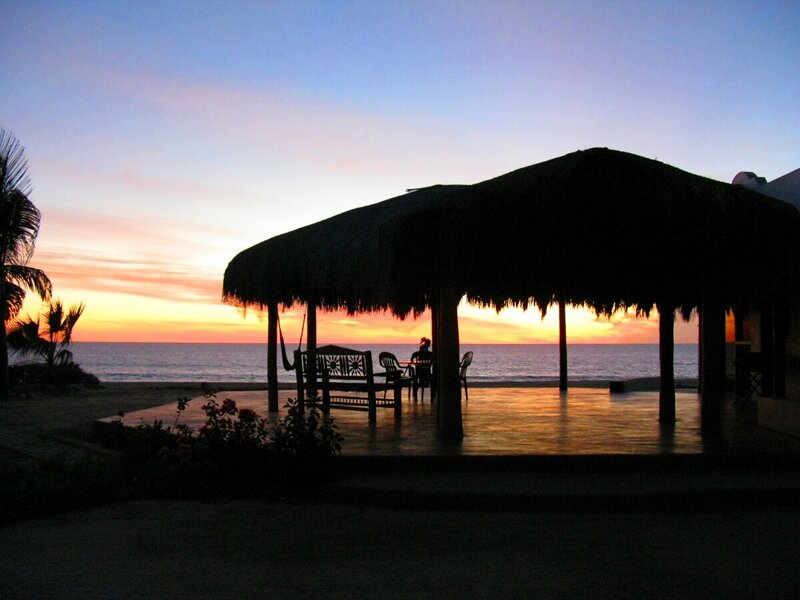 sunset at beach hut