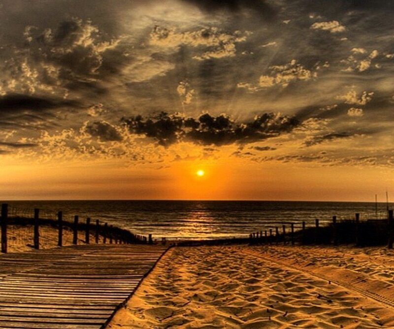 Sunset at Beach — Orange, Dramatic, Photograph