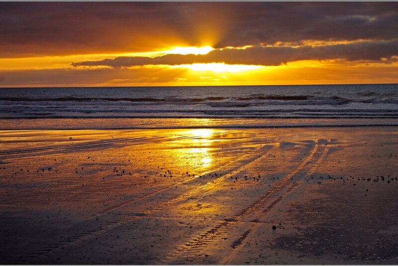 Sunset at Beach — Orange, Dramatic