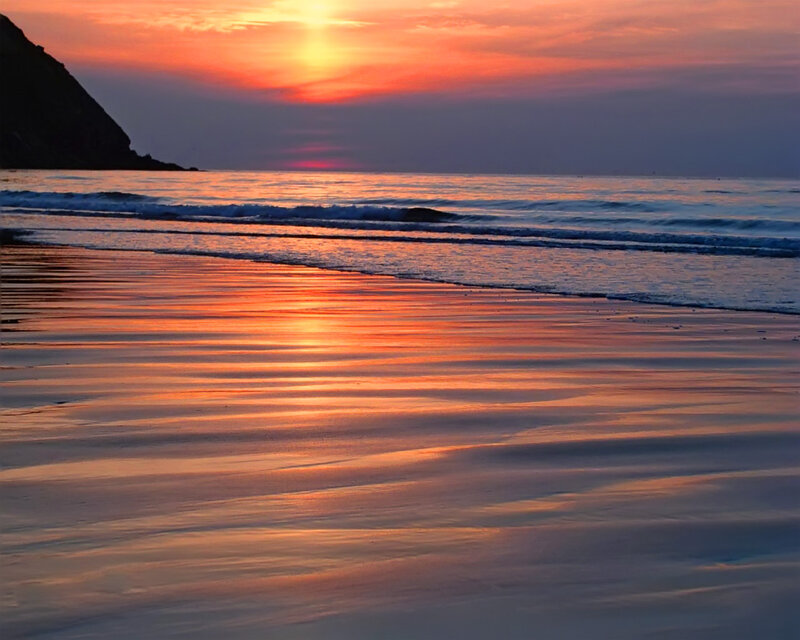 Sunset at Beach — Orange, Serene