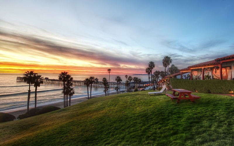 Sunset at Beach Pier — Green
