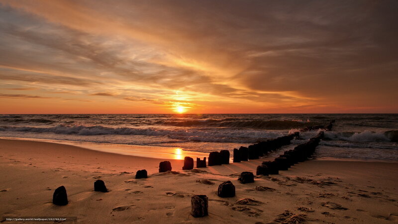 Sunset at Beach with Groynes