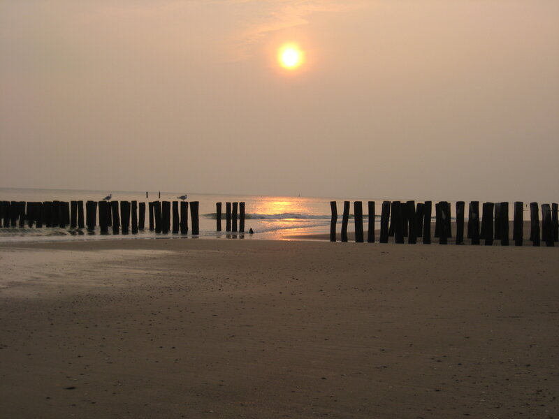 Sunset at Beach with Posts