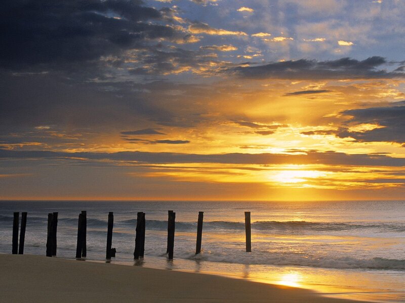 Sunset at Beach — Yellow, Serene, Photograph, Ocean, Sand, Posts