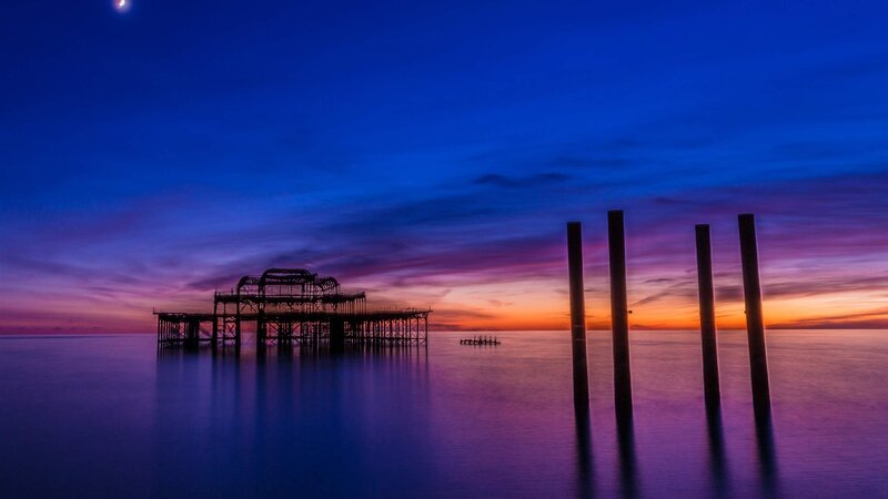 Sunset at Brighton Pier — Blue