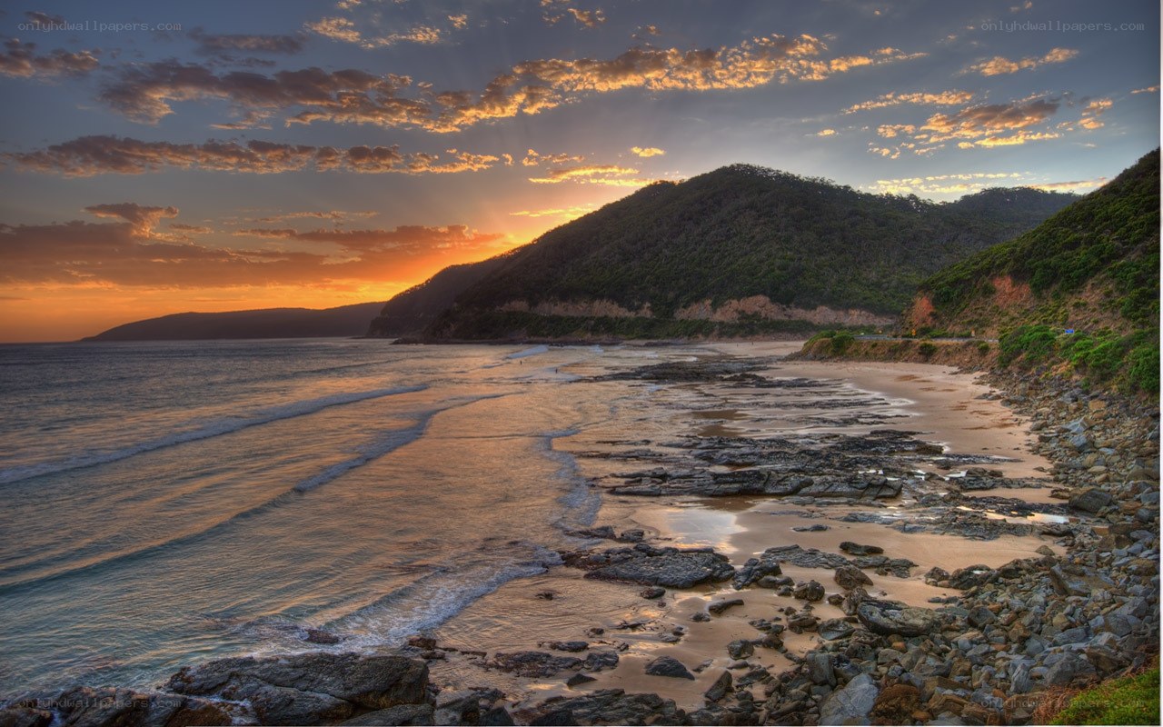 Sunset at coastal beach