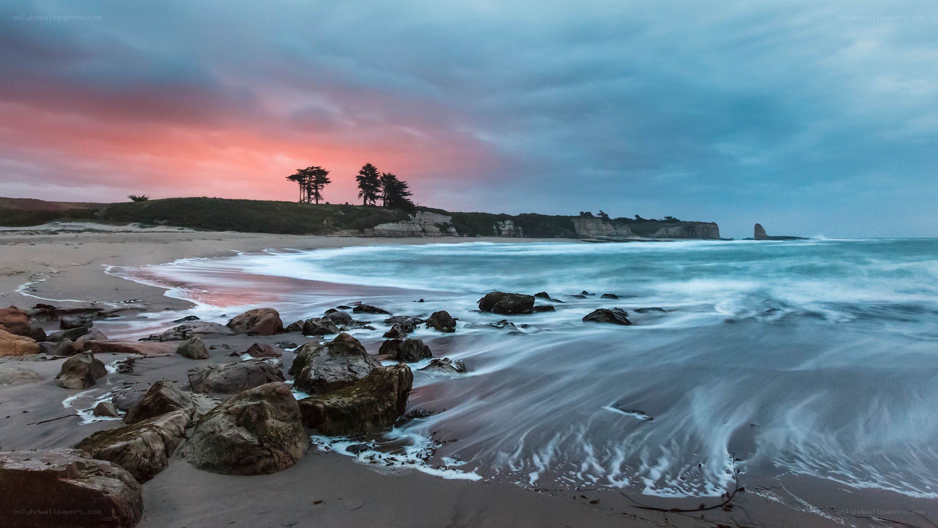 sunset at coastal beach